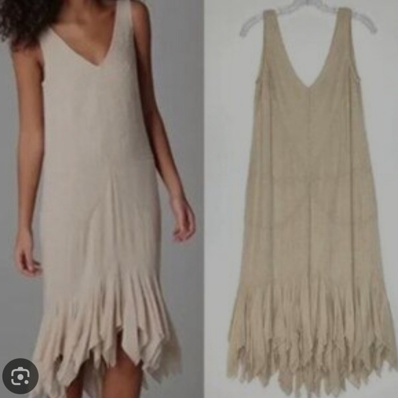 Gryphon Nude Flutter Fancy Hand Beaded Fairy Sleeveless Midi Dress NWT XS - Picture 14 of 16